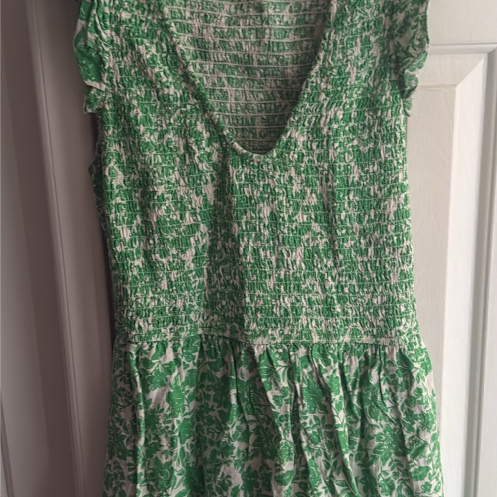 Universal Thread Green and White Smocked Floral Sundress